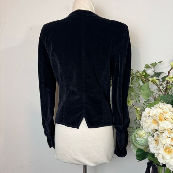 FREE PEOPLE Becky Black Velvet Military Jacket | Medium | Brass Button Detail “ - Picture 9 of 13